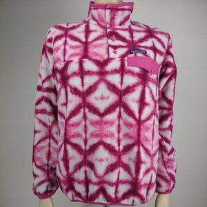 Patagonia Synchilla pink white 1/4 snap pullover fleece sweatshirt jacket Small